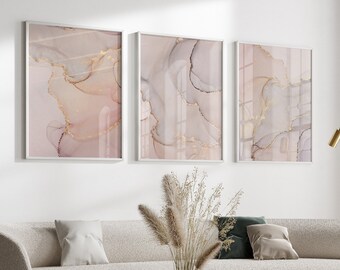 Lot de 3 impressions d'art mural beiges, impressions d'art abstrait neutres, impressions murales neutres, décoration d'intérieur de chambre à coucher, décoration murale de salon, art mural or