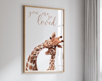 Giraffe Print, Giraffe Art, Giraffe Animal Nursery Decor, Giraffe Nursery Wall Art, Love Nursery Wall Art, Safari Prints, Giraffe Prints
