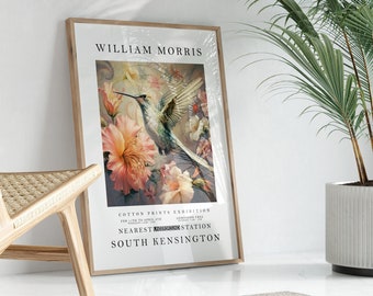 William Morris Print, William Morris Exhibition Print, William Morris Poster, Vintage Wall Art, Gallery Art, Vintage Poster, Hummingbird Art