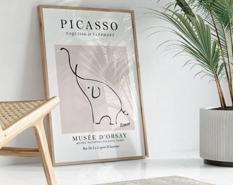 Picasso Elephant Line Art Print: Exhibition Poster