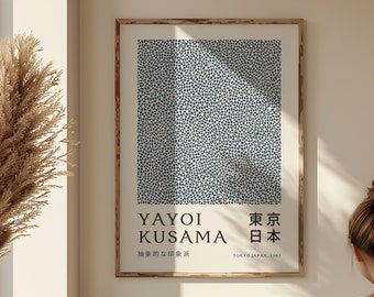 Yayoi Kusama Kunstdruck, Blaue Yayoi Kusama Ausstellung, Japanische Kunst, Yayoi Kusama, abstrakte minimalistische Wandkunst, Kusama Navy moderne Kunst