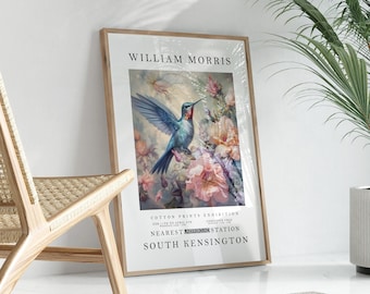 Impresión de William Morris, Impresión de la exposición de William Morris, Póster de William Morris, Arte mural vintage, Arte de galería, Póster vintage, Arte de colibrí