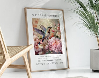 William Morris Print, William Morris Exhibition Print, William Morris Poster, Vintage Wall Art, Gallery Art, Vintage Poster, Hummingbird Art