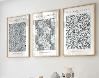 William Morris Set di 3 stampe d'arte, stampa William Morris, William Morris Wall Art, stampe d'arte da parete della William Morris Gallery, stampe blu navy