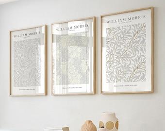 William Morris Set of 3 Art Prints, William Morris Print, William Morris Wall Art, William Morris Gallery Wall Art Prints, Grey Art Prints
