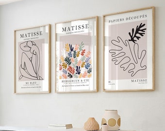 Lámina de Matisse, conjunto de 3 láminas, arte mural de Henri Matisse, póster de Matisse, láminas de Matisse, láminas para galerías de exposiciones, decoración del hogar, arte mural