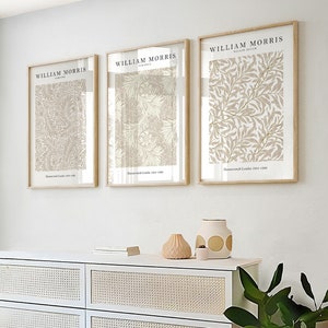 William Morris Set of 3 Art Prints, William Morris Print, William Morris Wall Art, William Morris Gallery Wall Art Prints, Neutral Beige