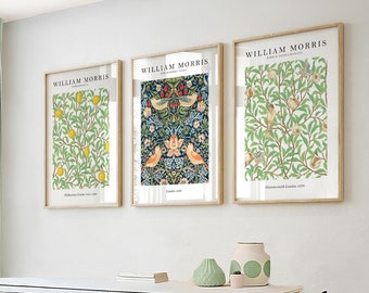 William Morris Set of 3 Art Prints, William Morris Print, William Morris Wall Art, William Morris Gallery Wall Art Prints, Exhibition Art
