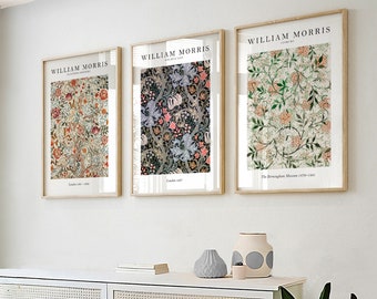 William Morris Set of 3 Art Prints, William Morris Print, William Morris Wall Art, William Morris Gallery Wall Art Prints, Exhibition Art
