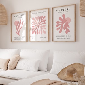 Pink Matisse Print Set of 3, Blush Pink Matisse, Henri Matisse Print, Bedroom Wall Art Posters Set, Exhibition Poster, Pastel Pink Prints