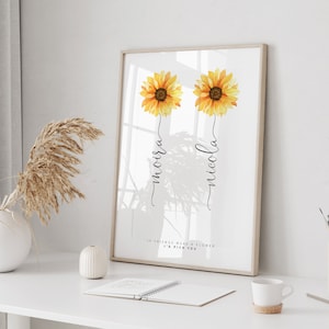 Best Friend Gift, Personalised Friendship Print, Custom Sunflower, Friendship Gift, Bestie Sister Gifts, True Friends, Birthday Gift for Her