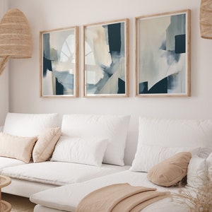 Stampe da parete blu navy in un set di 3, stampe d'arte moderna, stampe da parete blu, decorazioni da parete blu, stampe da parete astratte blu, arte per il soggiorno