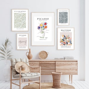Henri Matisse Print, Set of 5, Pablo Picasso Print, William Morris Print, Gallery Wall Art Set, Matisse Prints, Picasso Prints, Morris Print