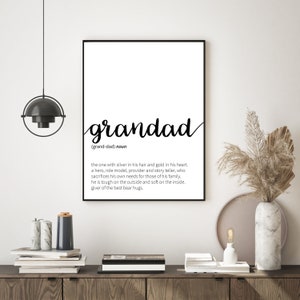 Grandad Definition Print | Grandad Gift | Gifts for Grandad | Nan | Nanny | Wall Art | Home Decor | Grandad Print