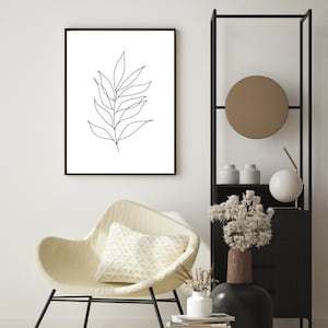 Leaf Line Art Print, Leaf Line Drawing, Leaf Print, Leaf Line Art, Minimalist Prints, Line Drawing Leaf Print, Black And White