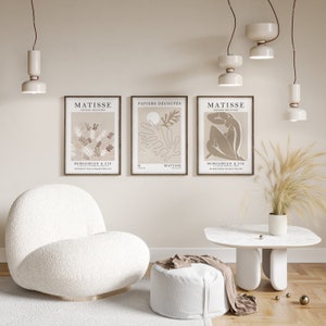 Beige Henri Matisse Wall Art Set of 3 Prints, Neutral Home Decor, Brown ...
