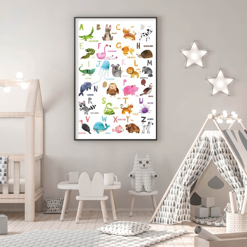 Alphabet Nursery Print ABC Nursery Wall Art Print Alphabet - Etsy