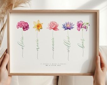 Grandma Gifts, Nanny Gifts, Nana, Nanna, Nonna, Granny, Nannie Gift, Mothers Day, Grandparents Garden Birth Month Print