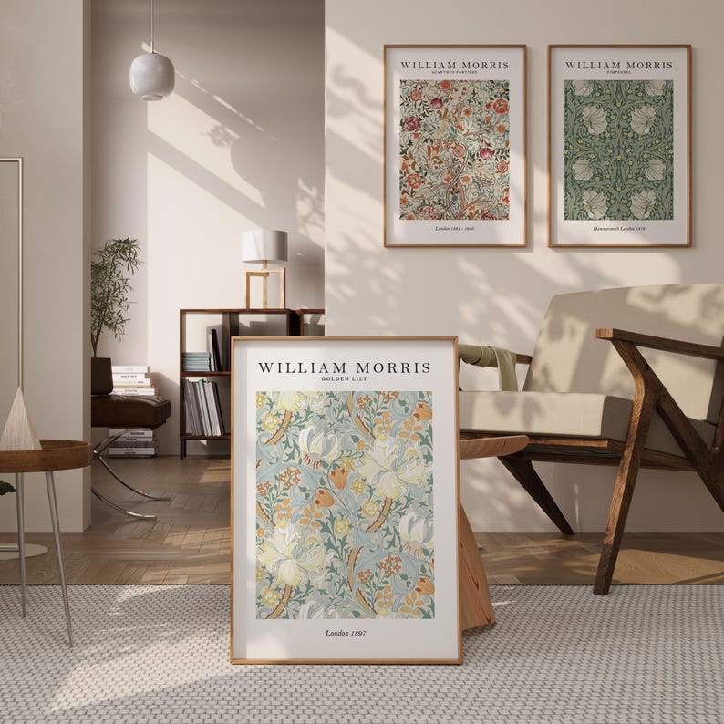 William Morris Set of 3 Art Prints, William Morris Print, William Morris Wall Art, William Morris Gallery Wall Art Prints, Exhibition Art