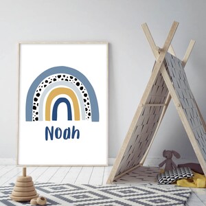 Impresión de nombre personalizada, impresión de arcoíris para guardería infantil, decoración de dormitorio infantil, decoración de dormitorio infantil, impresión de arcoíris para guardería, arte mural para sala de juegos