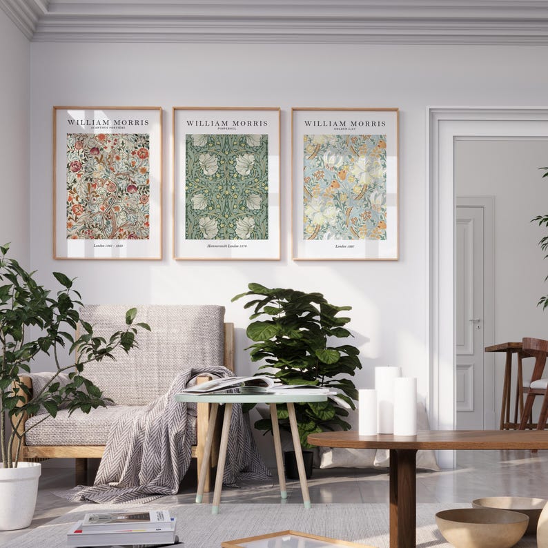 William Morris Set of 3 Art Prints, William Morris Print, William Morris Wall Art, William Morris Gallery Wall Art Prints, Exhibition Art