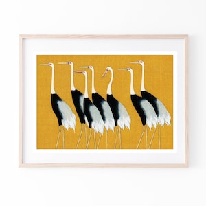 Ogata Korin Print, Vintage Japanese Poster With Seven Red Cranes, Bird Illustration, Wall Art Prints, Home Decor,  Gallery Wall Art