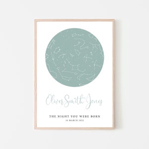 Custom Star Map Print, Night You Were Born, New Baby Gift, Stars The Night Sky, Girls Bedroom Prints, Boys Bedroom Prints, Nursery Decor