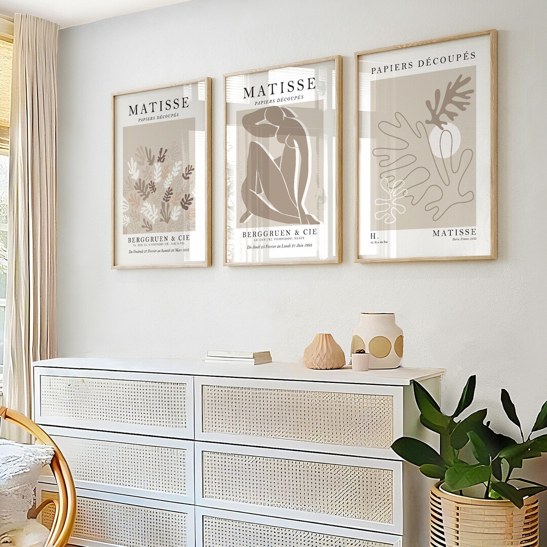Beige Henri Matisse Wall Art Set of 3 Prints, Neutral Home Decor, Brown ...
