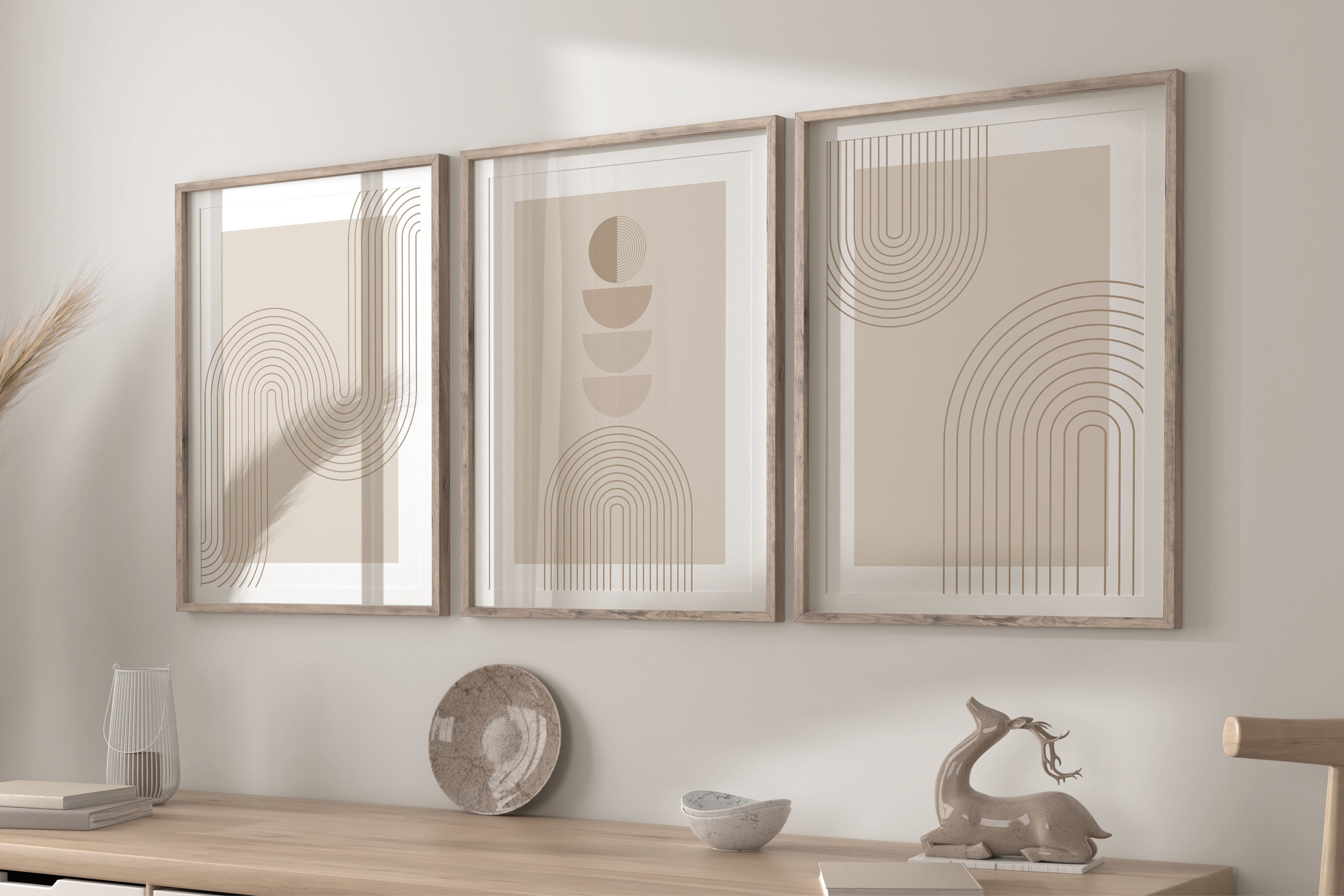 Beige Wall Art Prints in Set of 3 Minimalist Style Neutral - Etsy UK