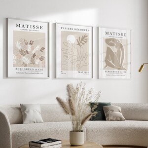 Beige Henri Matisse Wall Art Set of 3 Prints, Neutral Home Decor, Brown ...