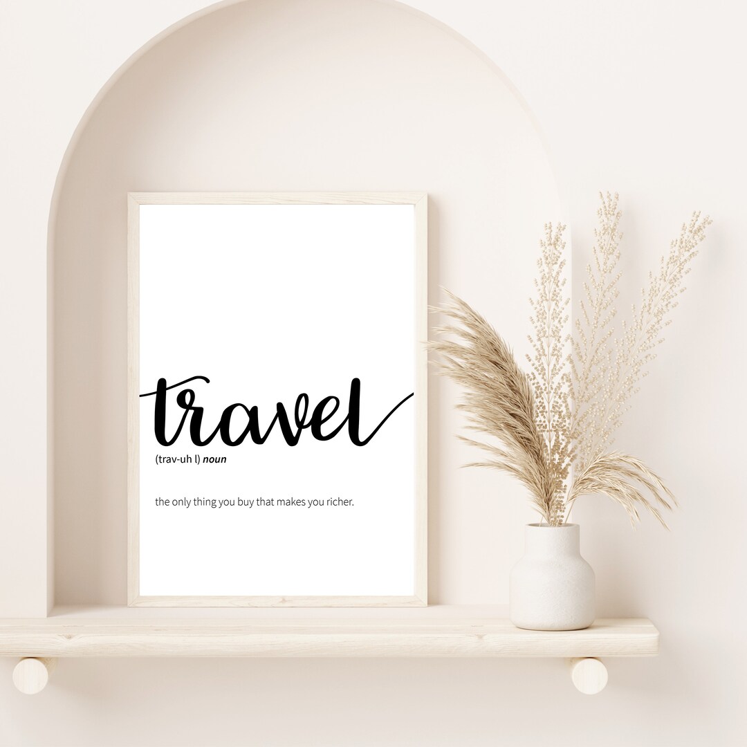 Travel Dictionary Definition Travel Inspirational Poster Etsy UK