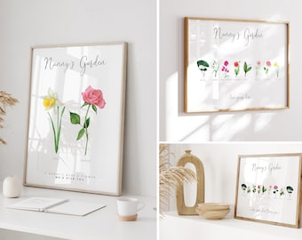 Gifts for Nanny, Personalised Nanny Gift From Grandchildren, Nanny Birthday Gift, Nana Gift, Grandma Gift, Nanny Print, Birth Flower Print