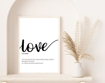 Love Definition Print: Minimalist Monochrome Wall Art