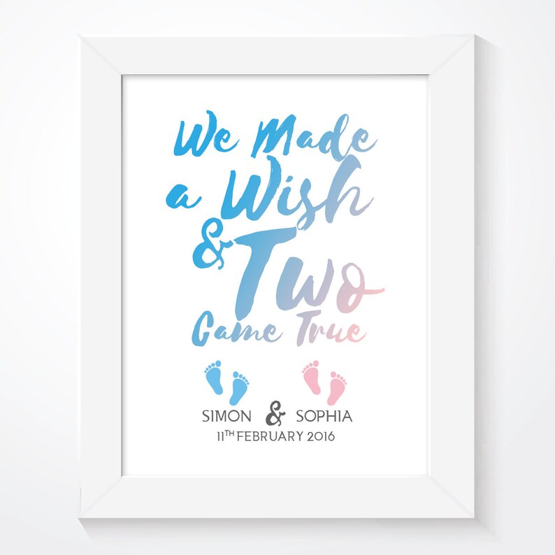 Newborn Twins Baby Gift Print Twins Christening Gift Print Etsy