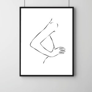 Nude Line Print, Female Body Line Art Print, Feminine Line Drawing