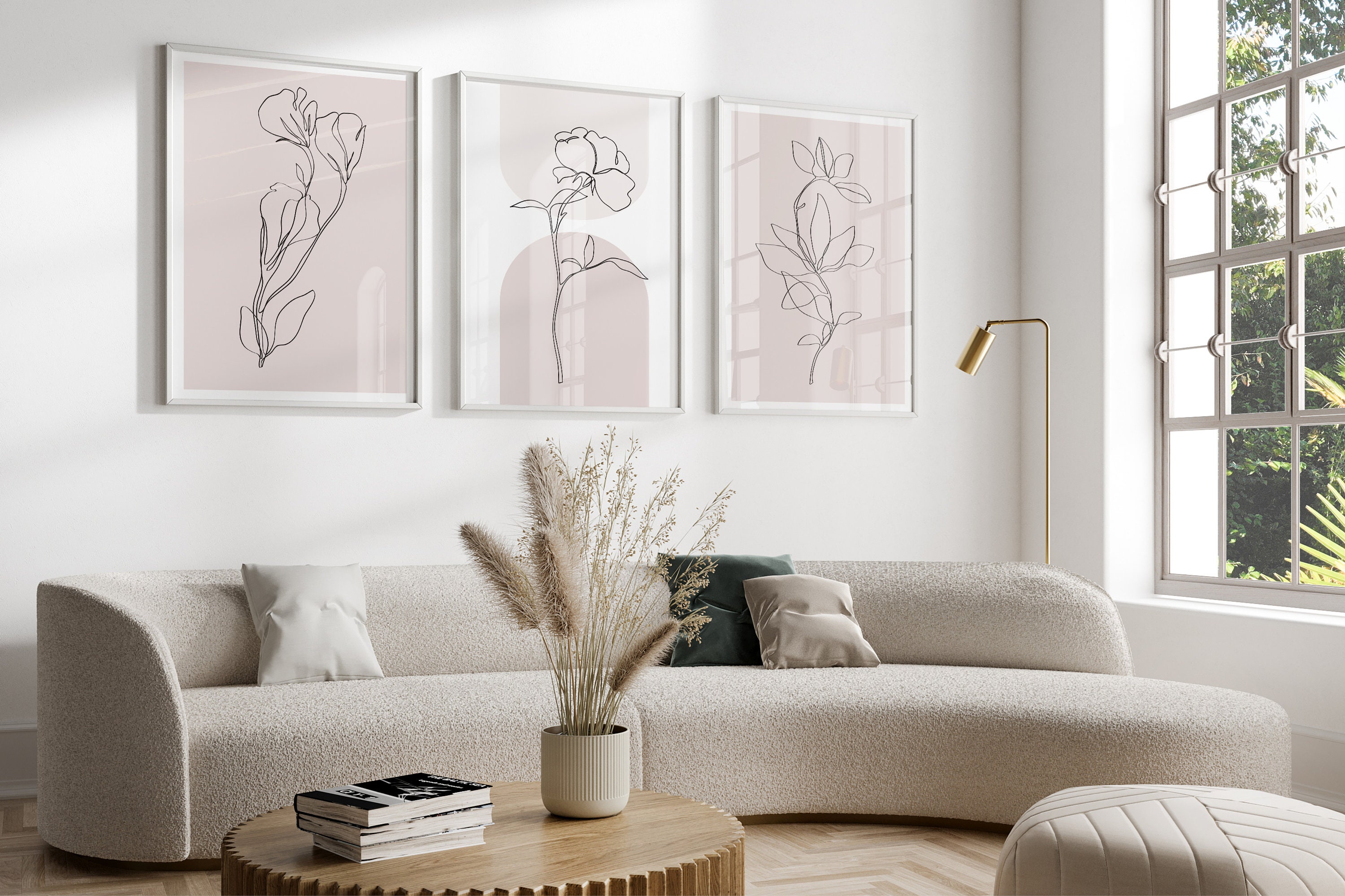 Pink Wall Art Prints in Set of 3, Botanical Wall Decor, Plant Wall Art ...