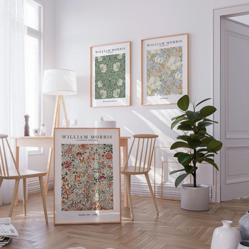 William Morris Set of 3 Art Prints, William Morris Print, William Morris Wall Art, William Morris Gallery Wall Art Prints, Exhibition Art
