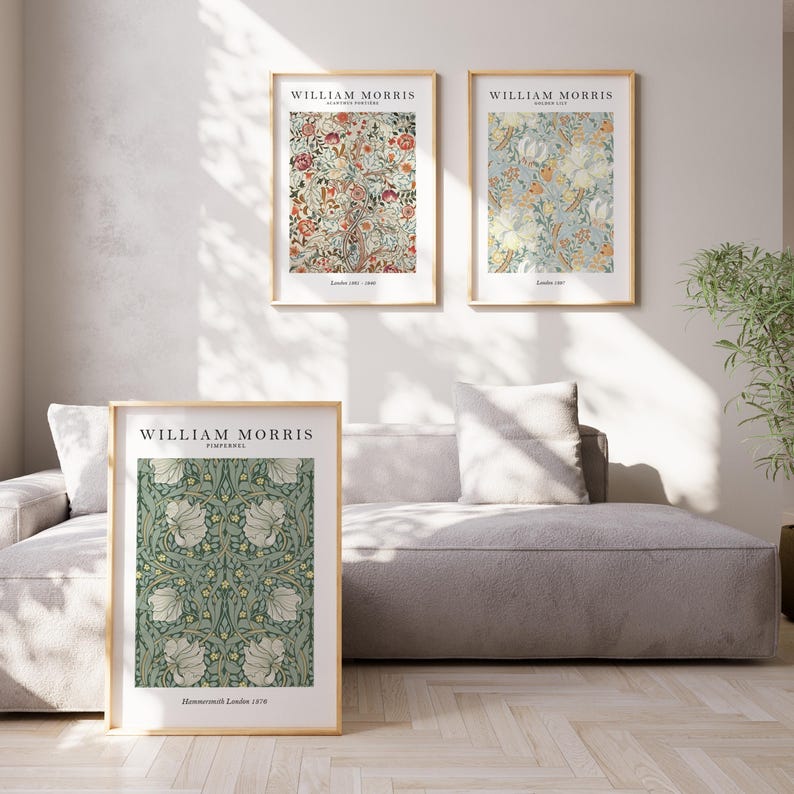 William Morris Set of 3 Art Prints, William Morris Print, William Morris Wall Art, William Morris Gallery Wall Art Prints, Exhibition Art