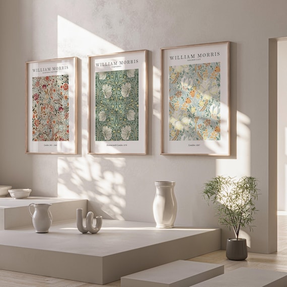 William Morris Set of 3 Art Prints, William Morris Print, William Morris Wall Art, William Morris Gallery Wall Art Prints, Exhibition Art