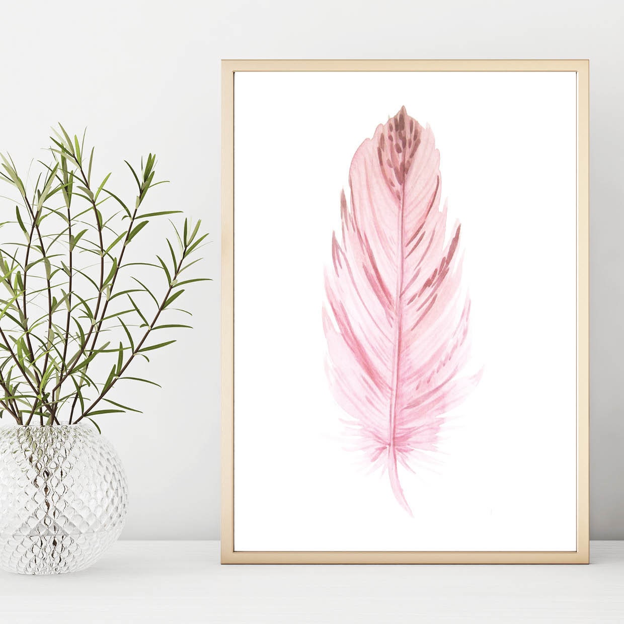 Set of 3 Pink Feather Print Feathers Feather Wall Art Print Etsy UK