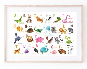 Animal Alphabet Nursery Art Print: Kids Room Decor