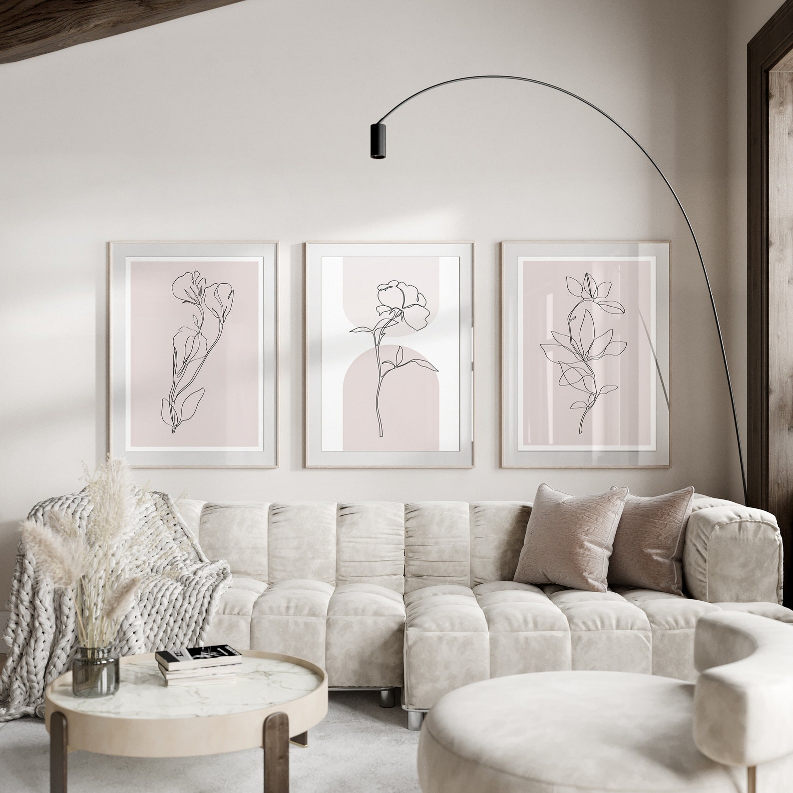 Pink Wall Art Prints in Set of 3, Botanical Wall Decor, Plant Wall Art ...