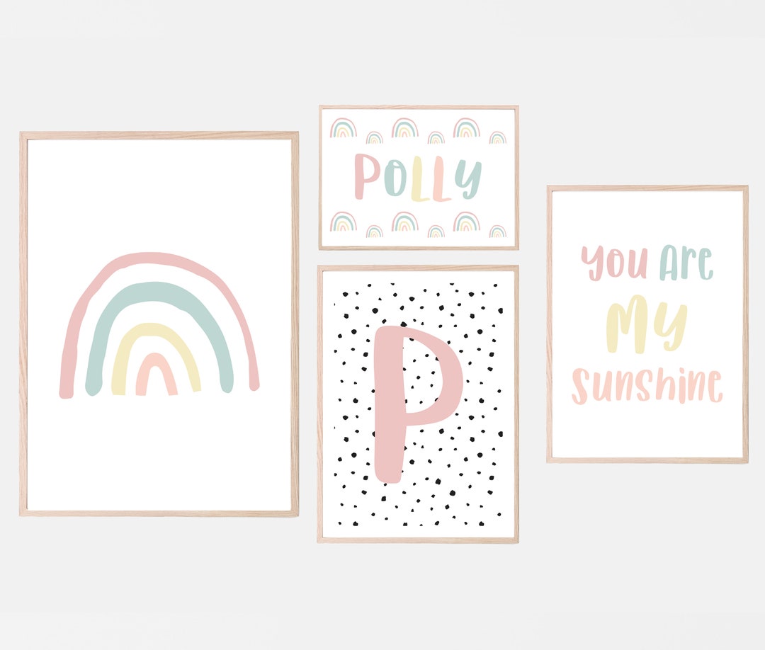 Girls Bedroom Prints, Nursery Decor, Personalised Rainbow Wall Art ...