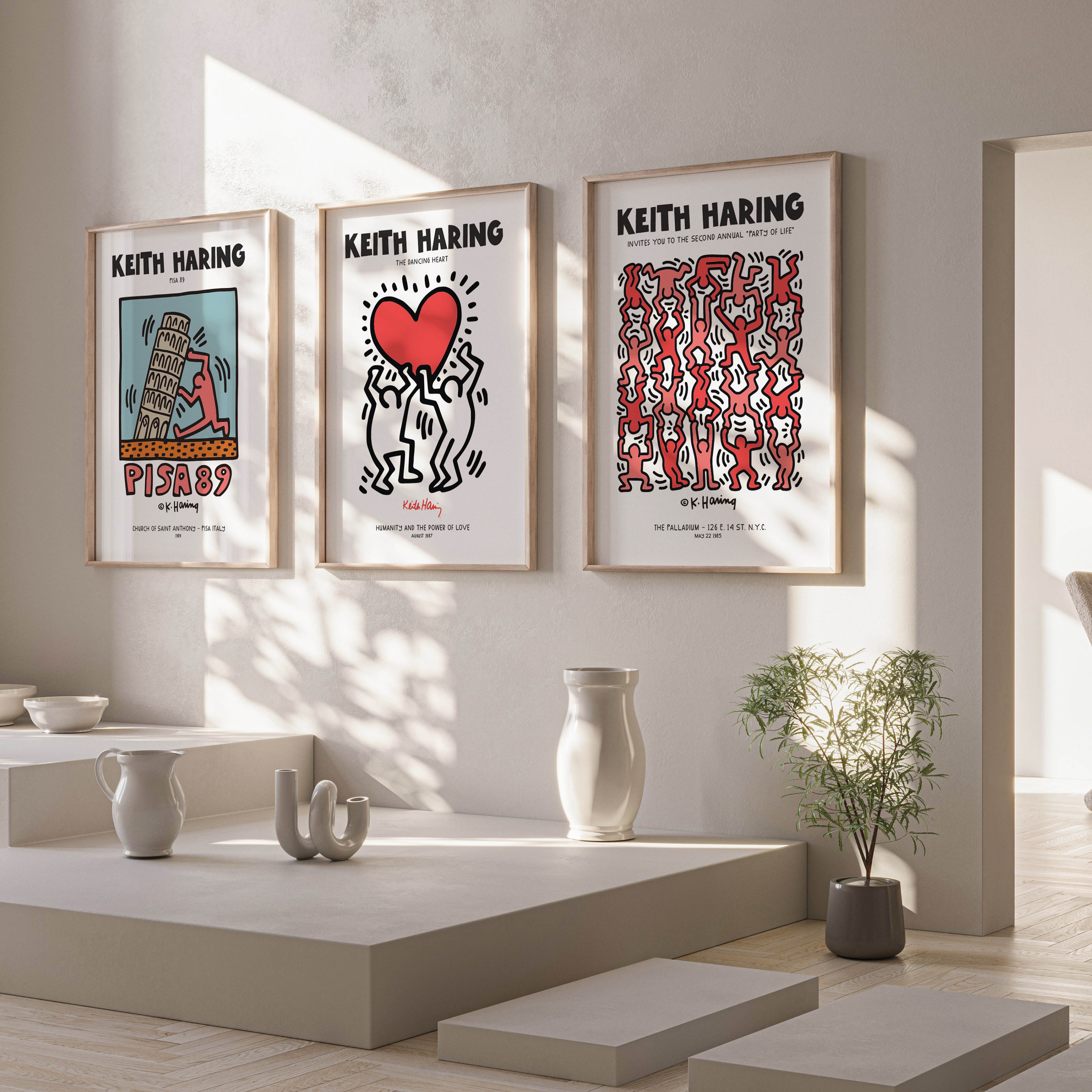Keith Haring Prints Set of 3, Wall Art Prints, Gallery Wall Set