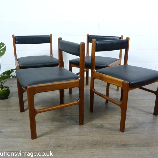 Set of Four Teak & Black Mcintosh Dining Chairs