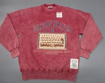 Vintage Boston Braves  MLB baseball red weathered sweatshirt by Nutmeg Mills  made in the USA New X-large Babe Ru