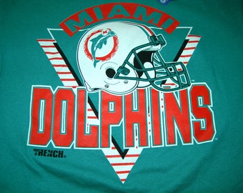 Miami Dolphins vintage nfl football t shirt by Trench made in the USA new with tags  in  sizes Large and X-large