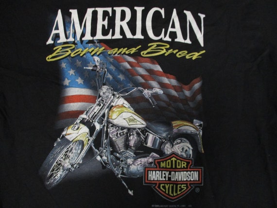 Vintage Harley Davidson T-shirt American Born and Bred by 3D  