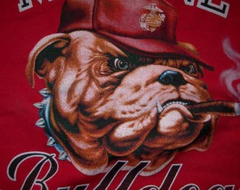 Vintage Marine Bulldogs red crewneck sweatshirt by JRS Enterprise  1989 made in the USA New