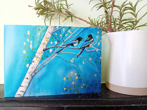 Magpie Gossip Greetings Card